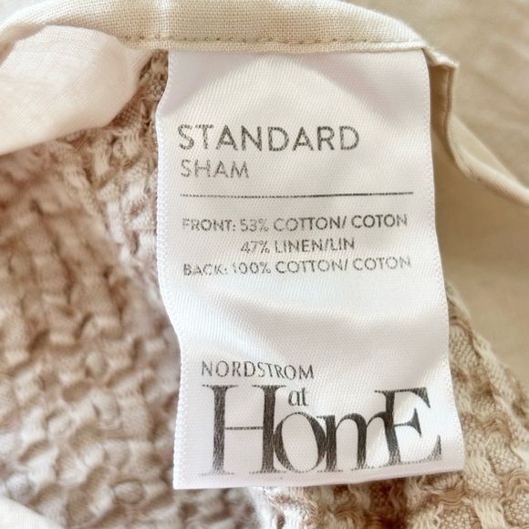 NORDSTROM AT HOME Beige Honeycomb Textured Linen Pillow Sham Standard 19” X 27” - Picture 5 of 7
